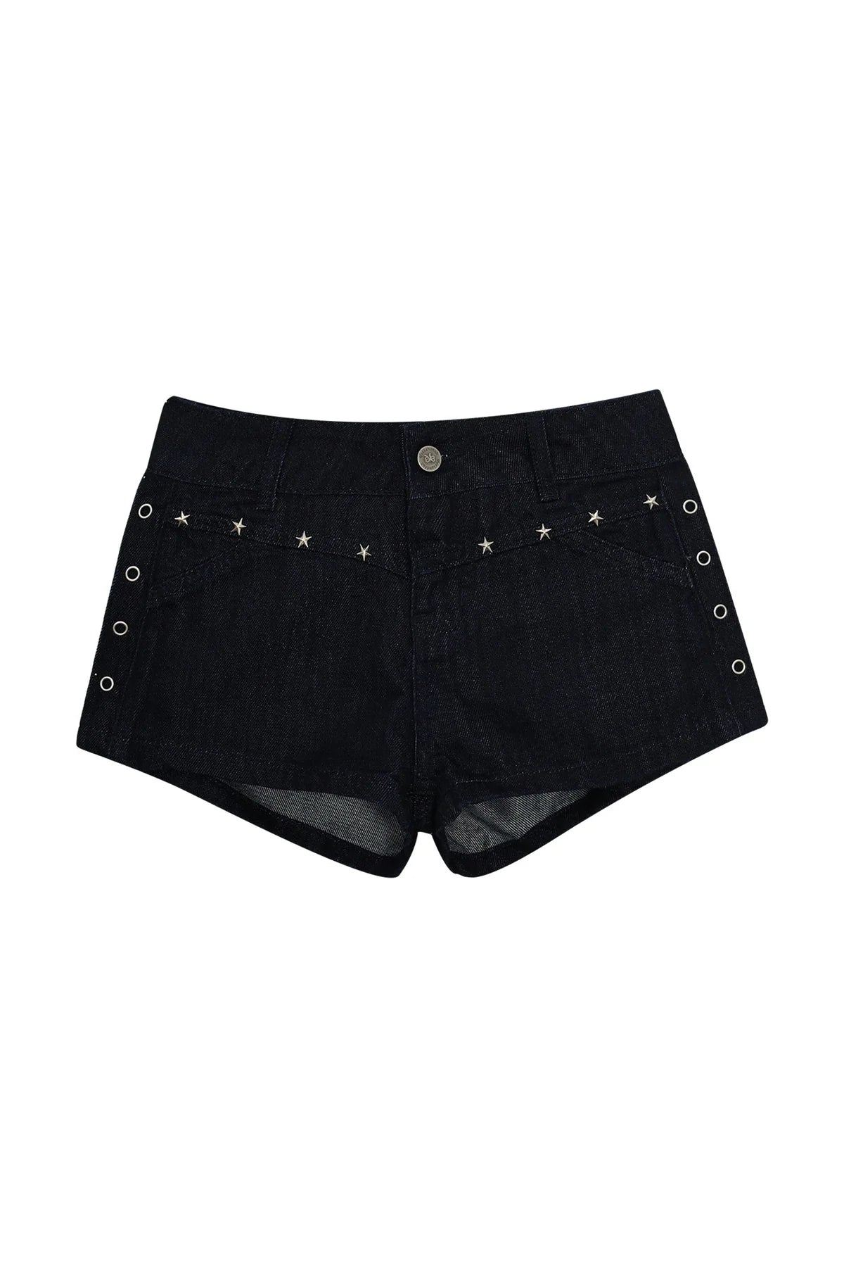 Studded Low-Waist Denim Shorts