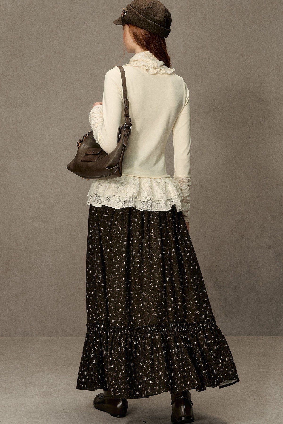 High-Neck Lace Edging Base Layer Top
