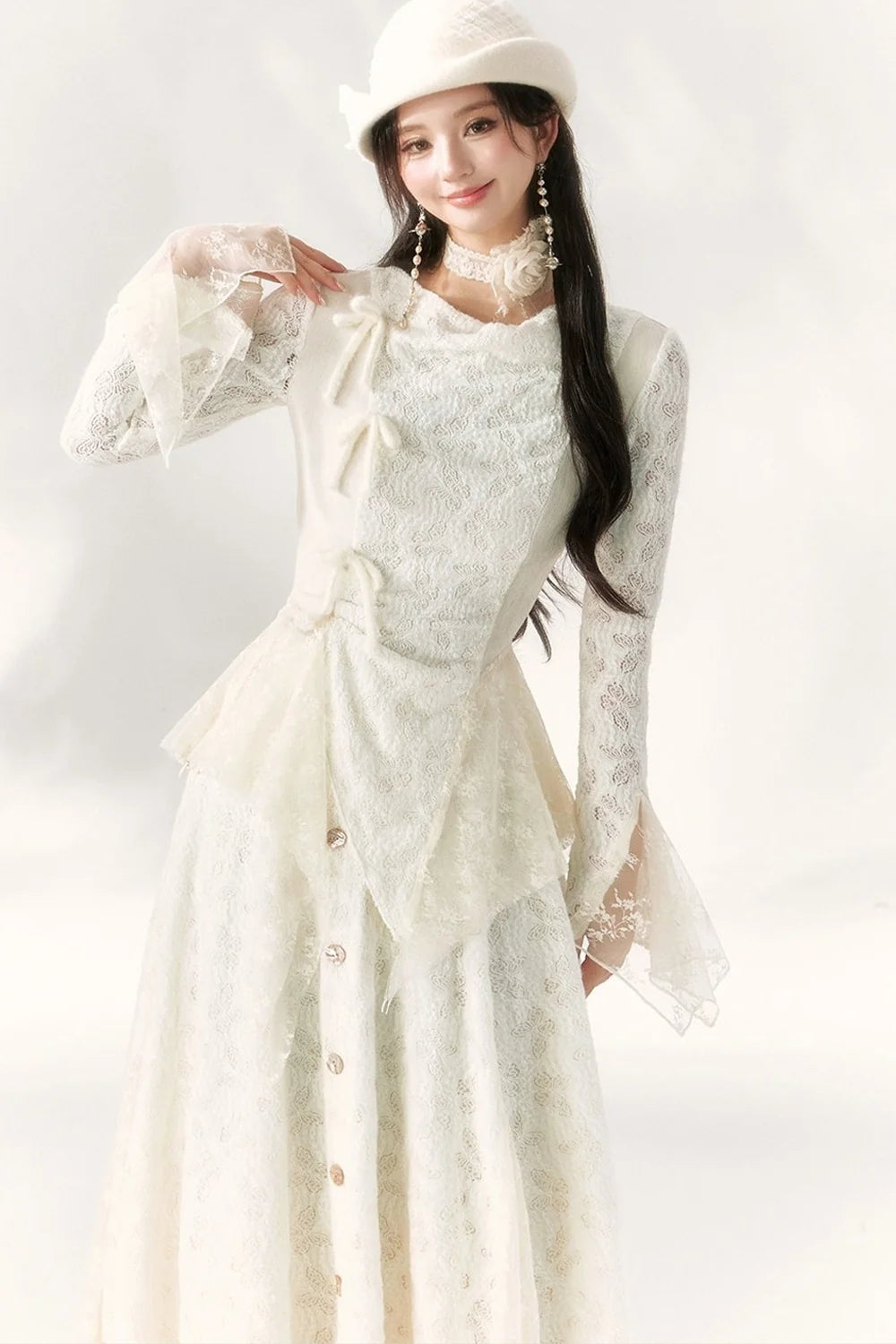 Butterfly Dream Knit Layered-Look and Skirt Set-Up
