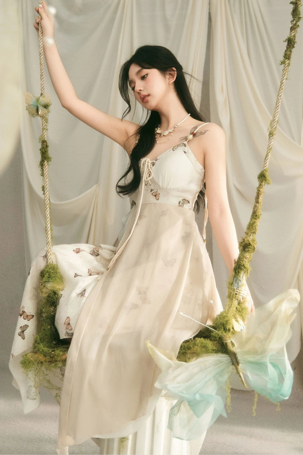 Beaded Butterfly Spaghetti Strap Dress