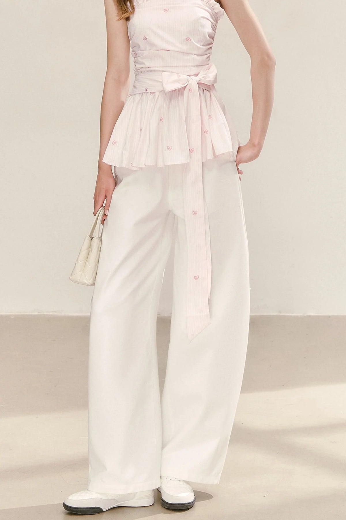 Sweet and Cute Striped Off-Shoulder Tube Top and Pants Set-Up