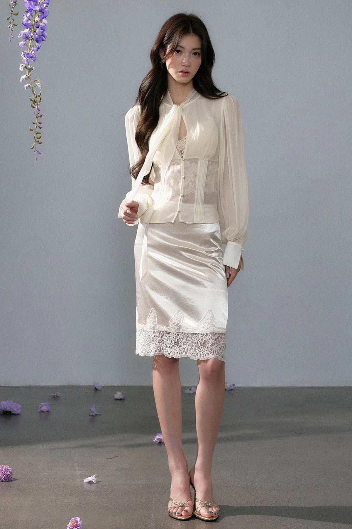 Lustrous Satin Lace Skirt