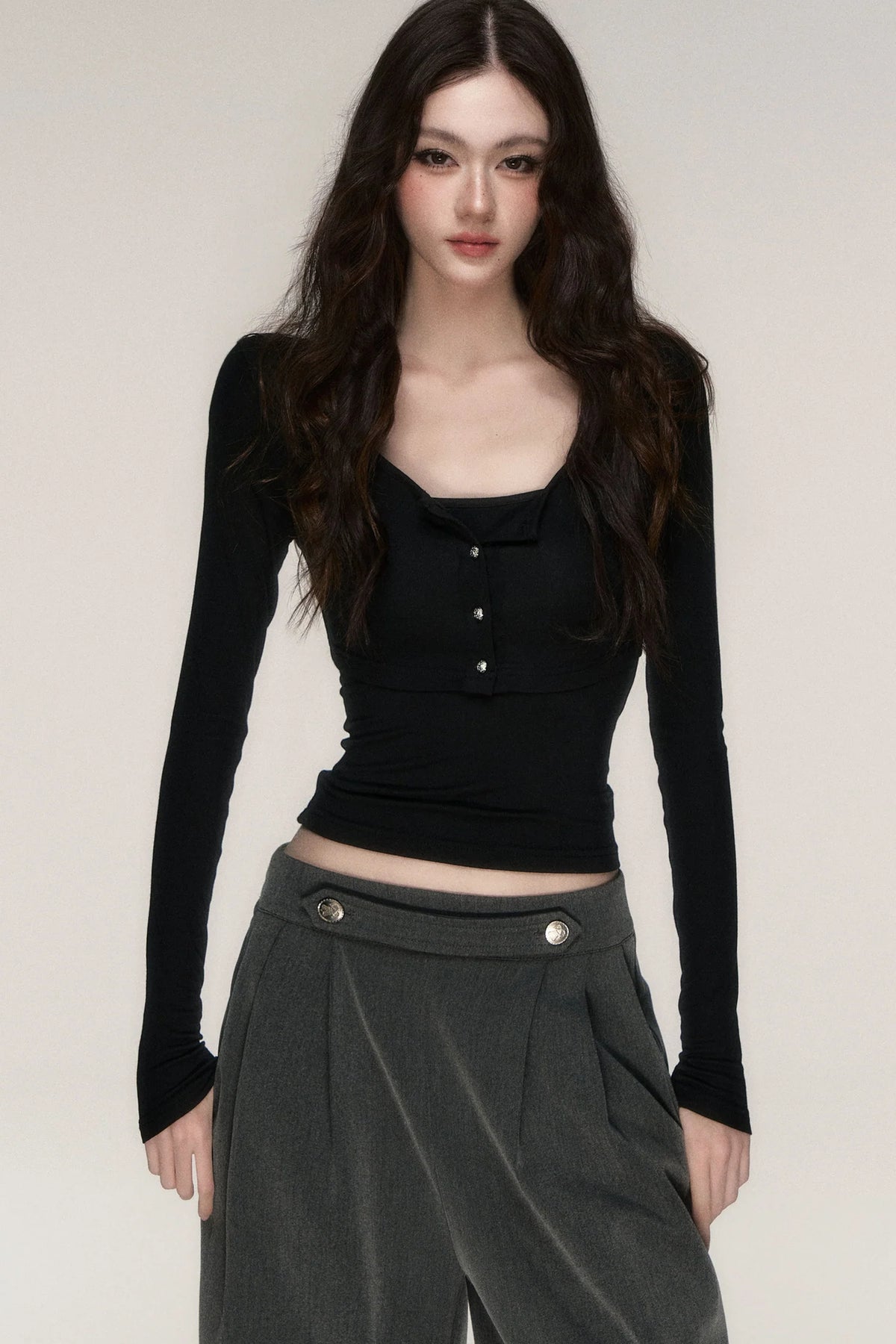 Long-Sleeved Top and Camisole Set
