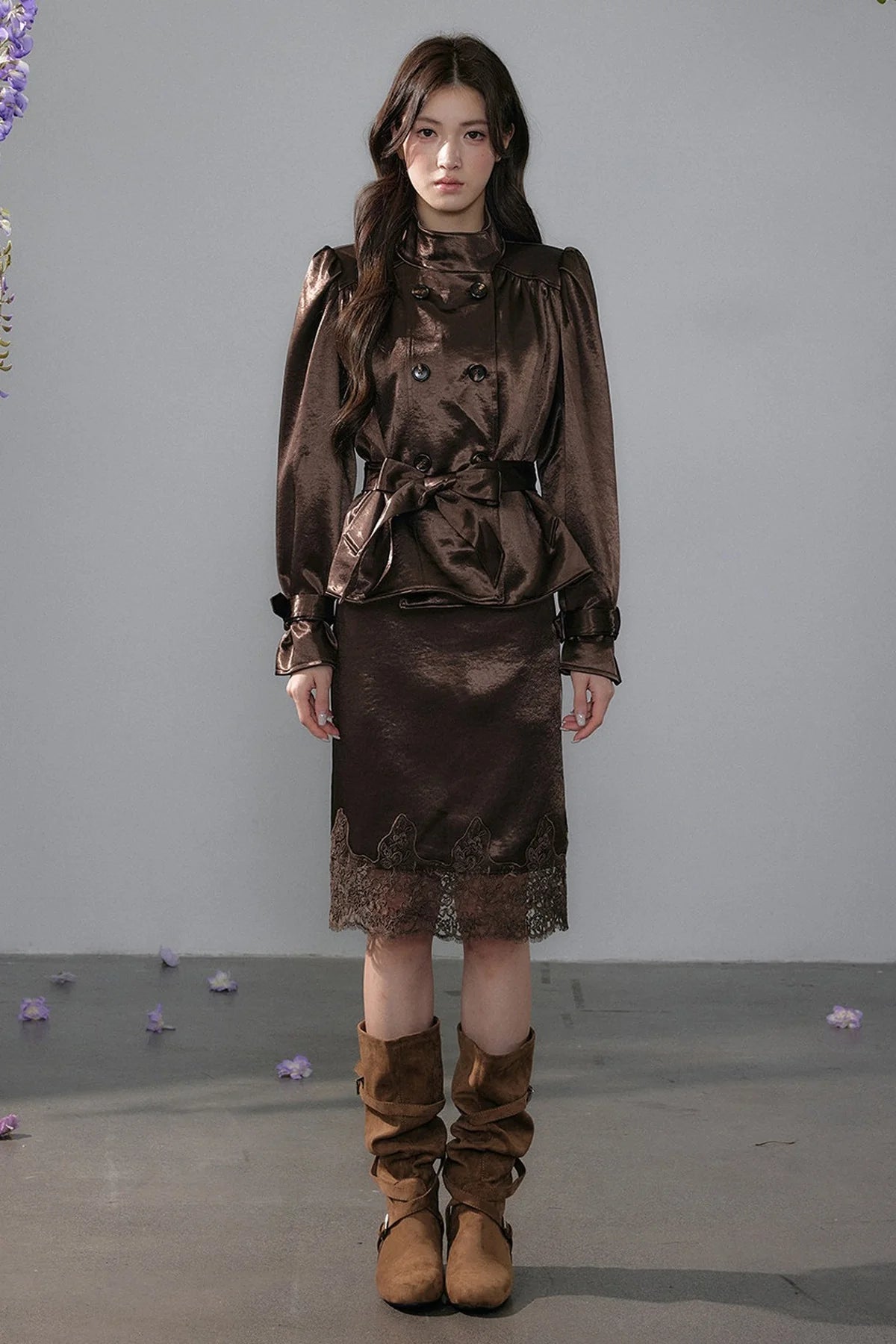 Lustrous Satin Lace Skirt