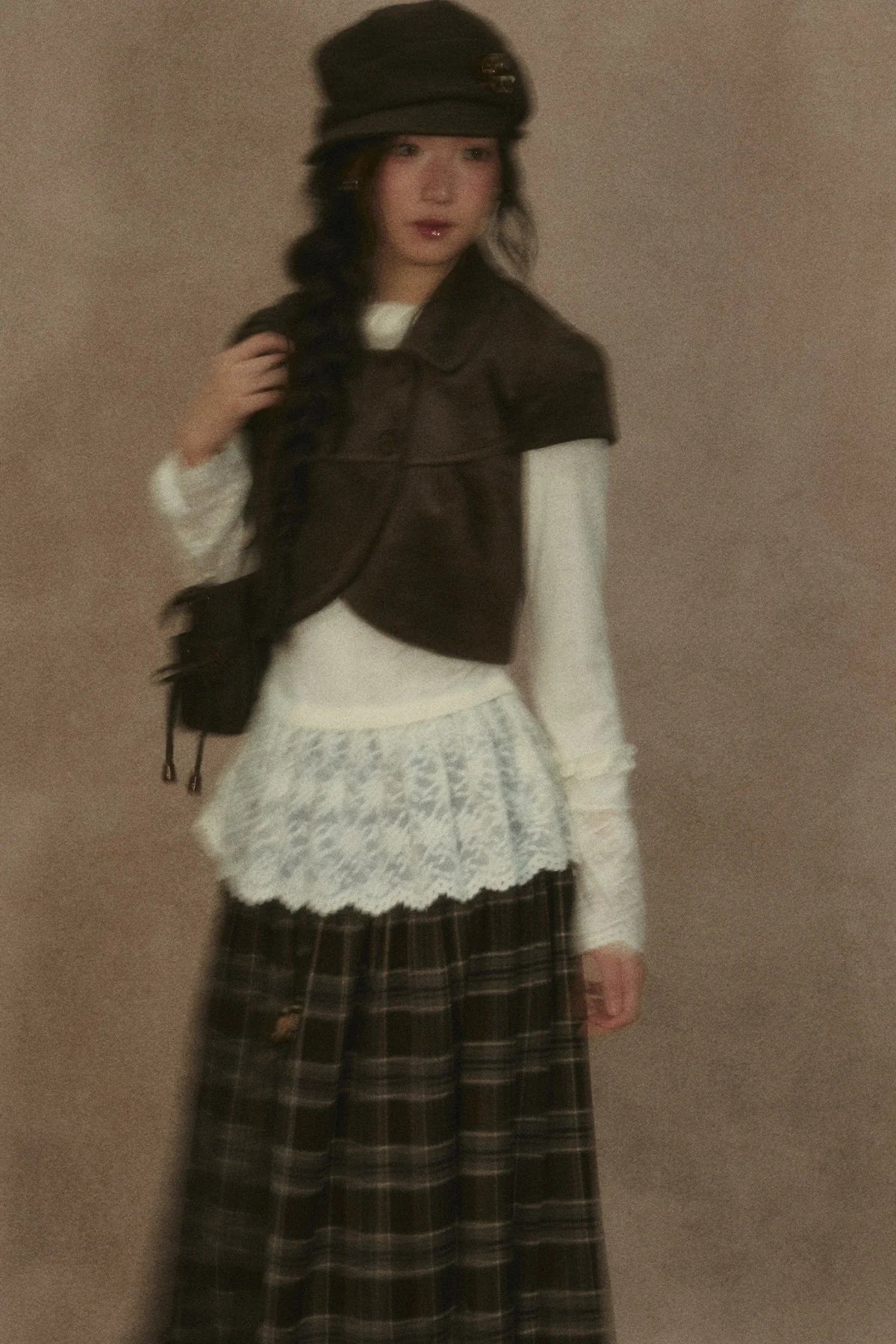 Elastic Waist Plaid Ruffle Skirt
