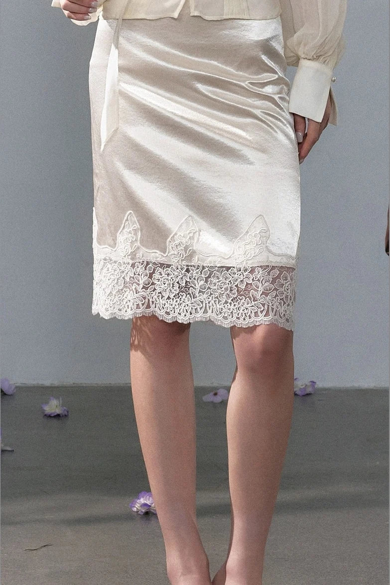 Lustrous Satin Lace Skirt