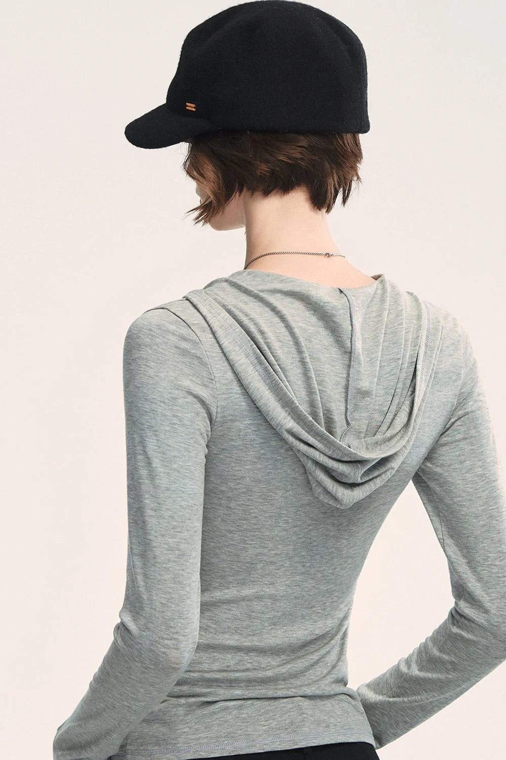 Stretchy Wool Blend Hooded T-Shirt