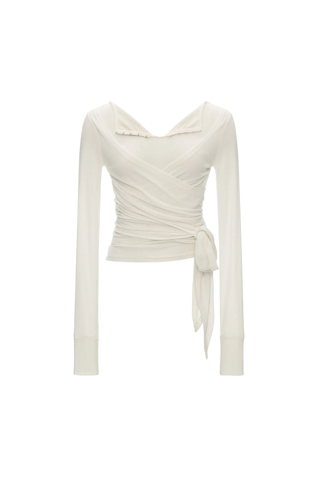 Thin See-Through Cross-Tie Long-Sleeve T-Shirt