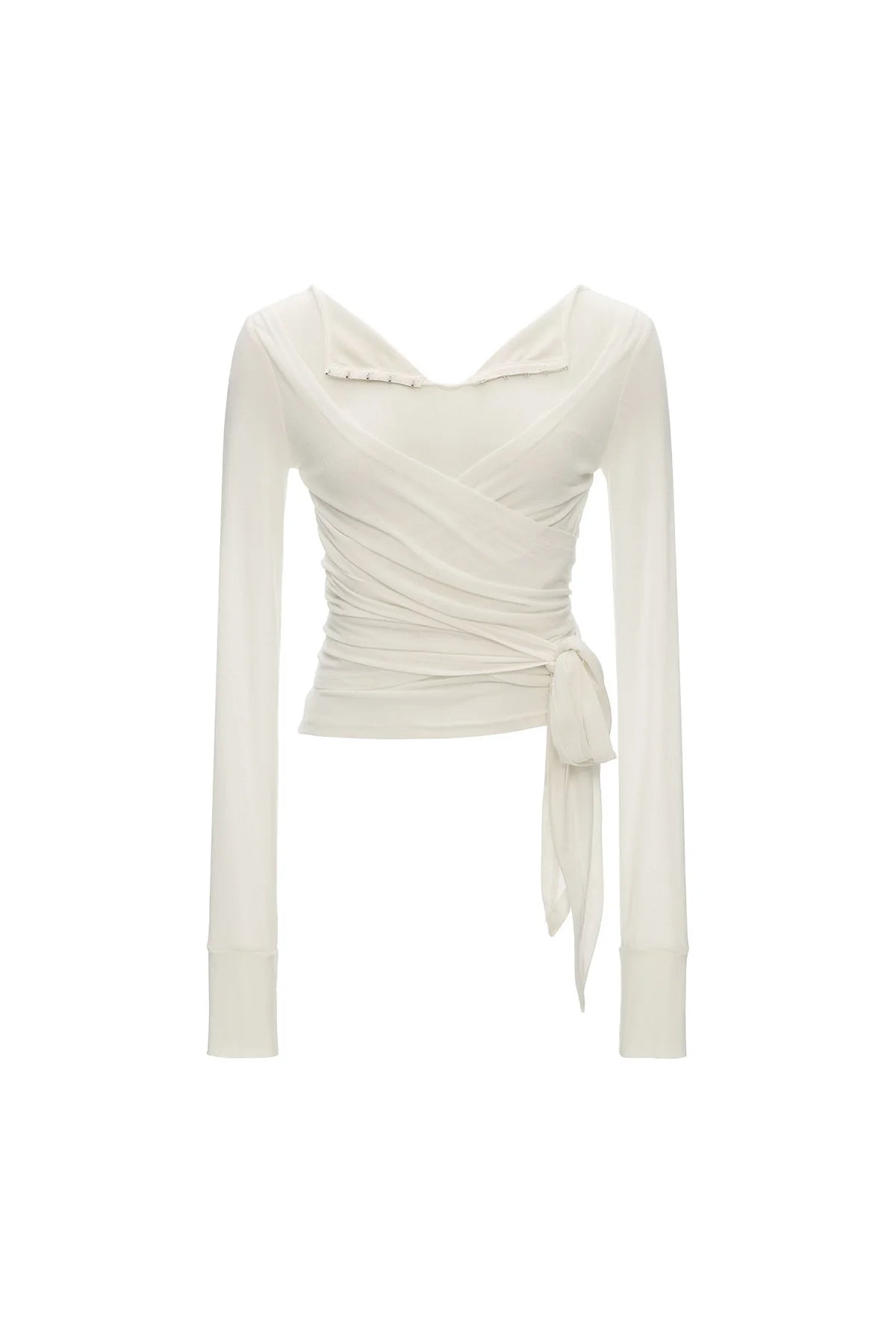 Thin See-Through Cross-Tie Long-Sleeve T-Shirt