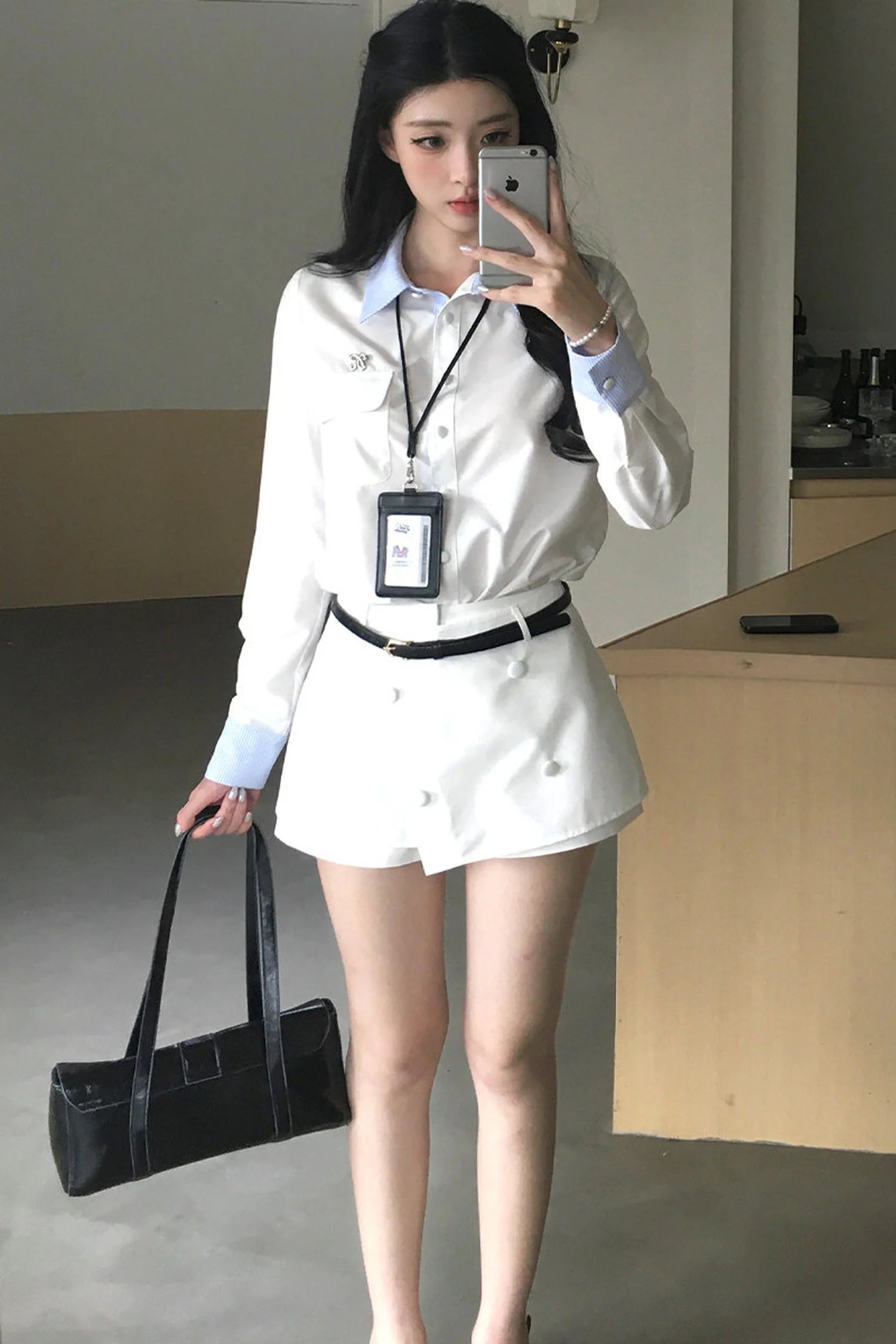 Elegant Shirt and Skirt Two-Piece Set-Up