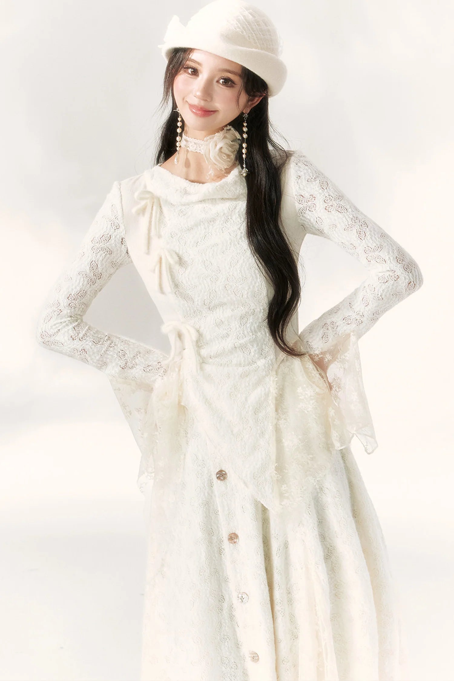 Butterfly Dream Knit Layered-Look and Skirt Set-Up