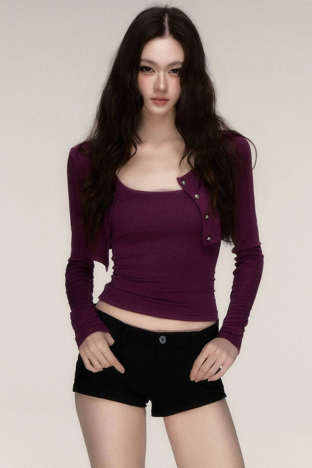 Long-Sleeved Top and Camisole Set
