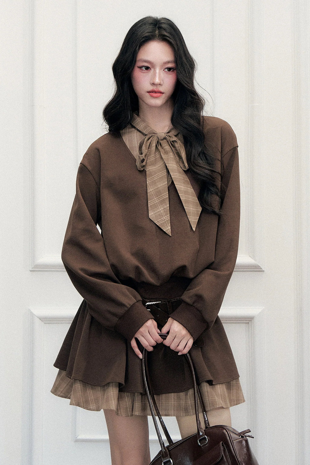 Plaid Tie Layered-Look Dress