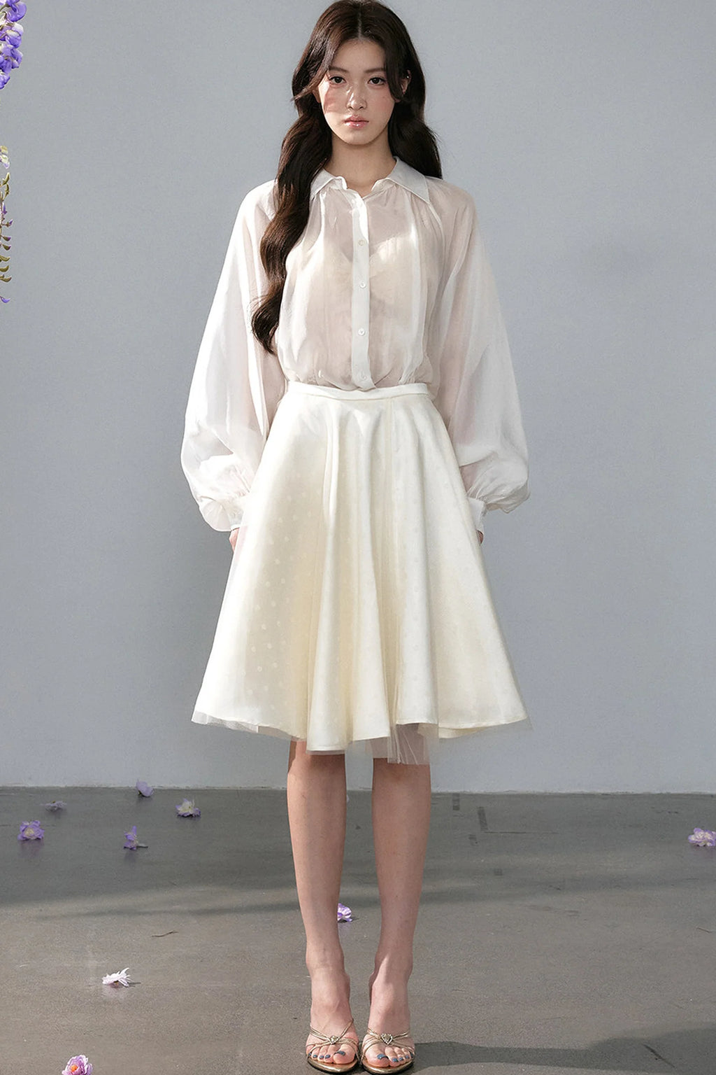 Polka Dot Satin Sun Swing Skirt
