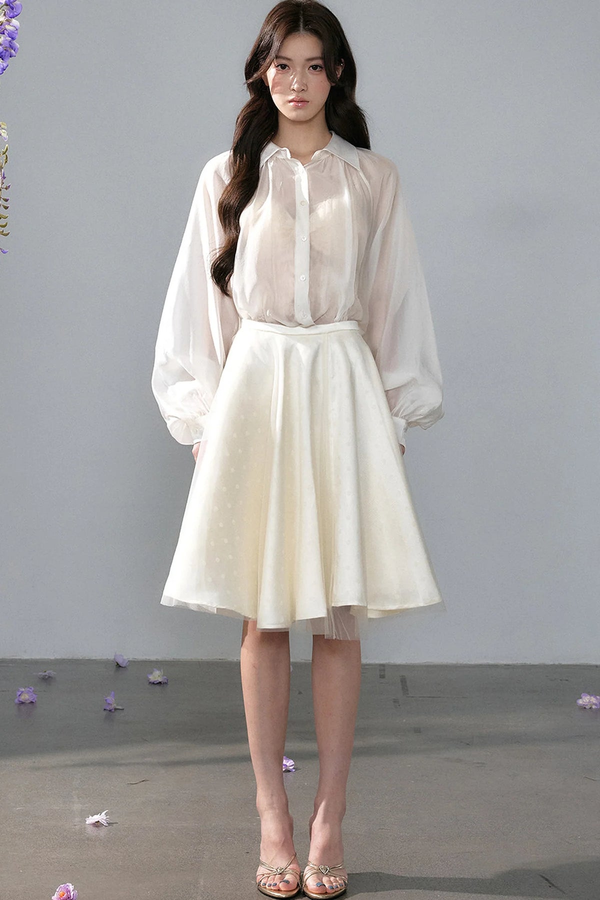 Polka Dot Satin Sun Swing Skirt