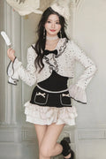 Polka Dot Ruffle Jacket and Skirt Set-Up