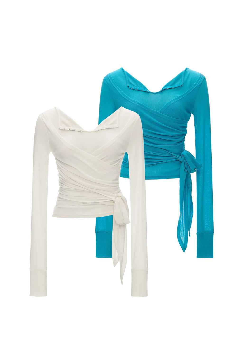Thin See-Through Cross-Tie Long-Sleeve T-Shirt