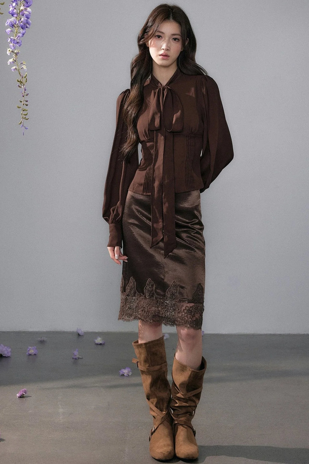 Lustrous Satin Lace Skirt