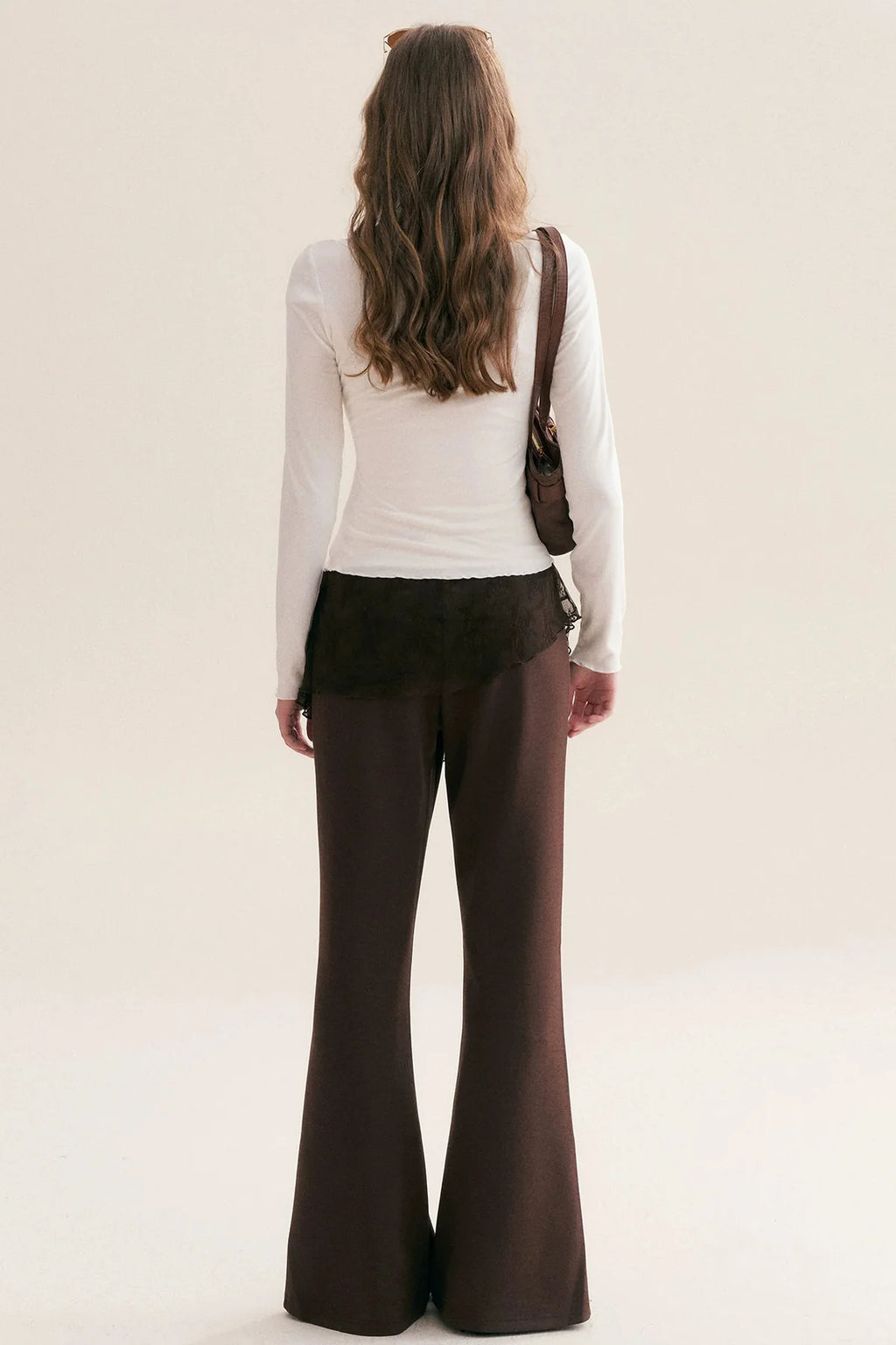 Custom-Dyed Irregular Lace Skirt Overlay Flared Pants