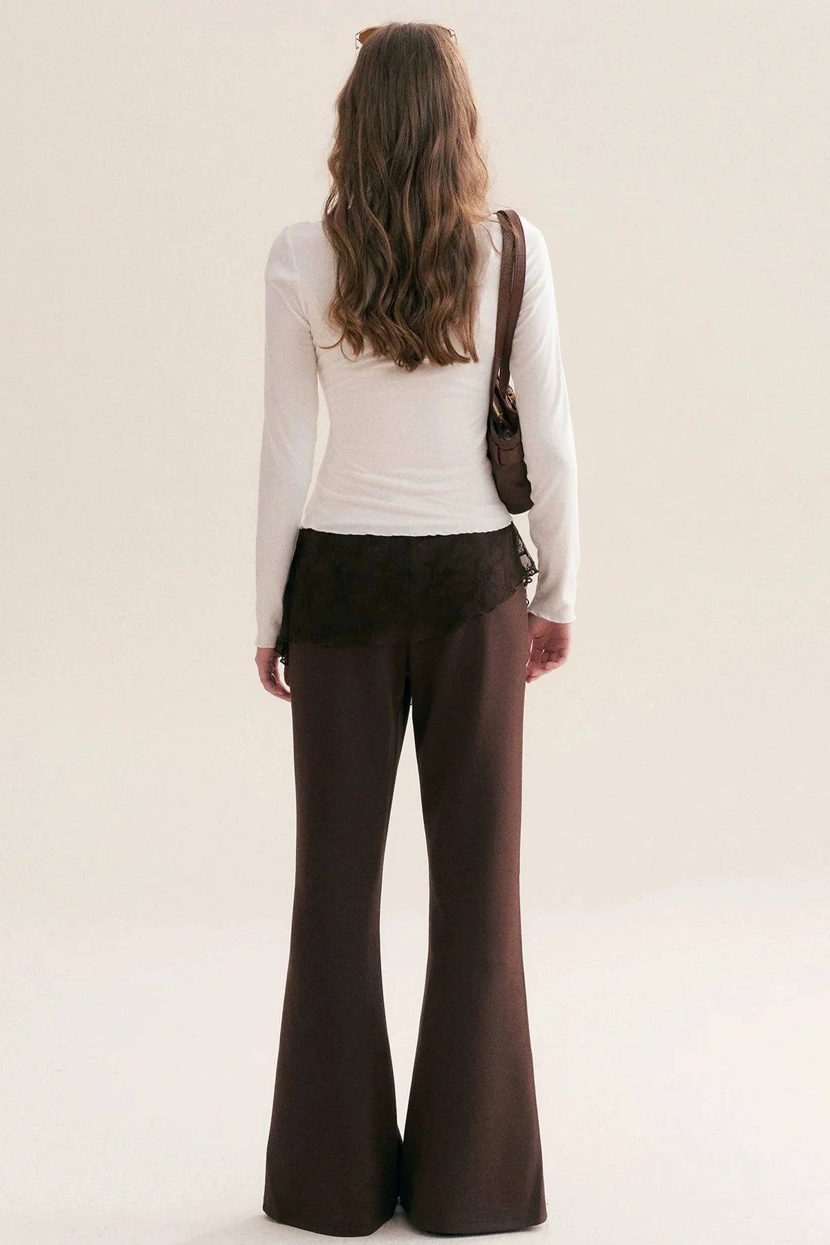 Custom-Dyed Irregular Lace Skirt Overlay Flared Pants