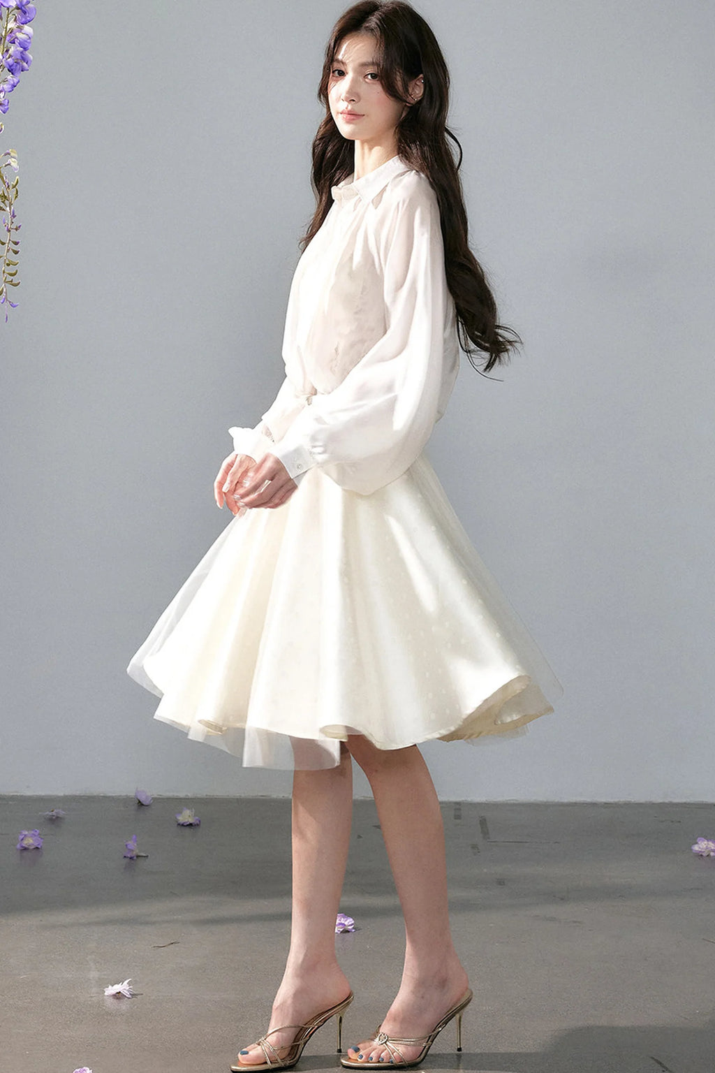 Polka Dot Satin Sun Swing Skirt