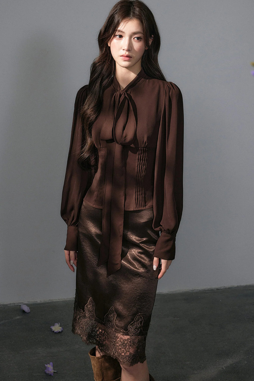 Lustrous Satin Lace Skirt