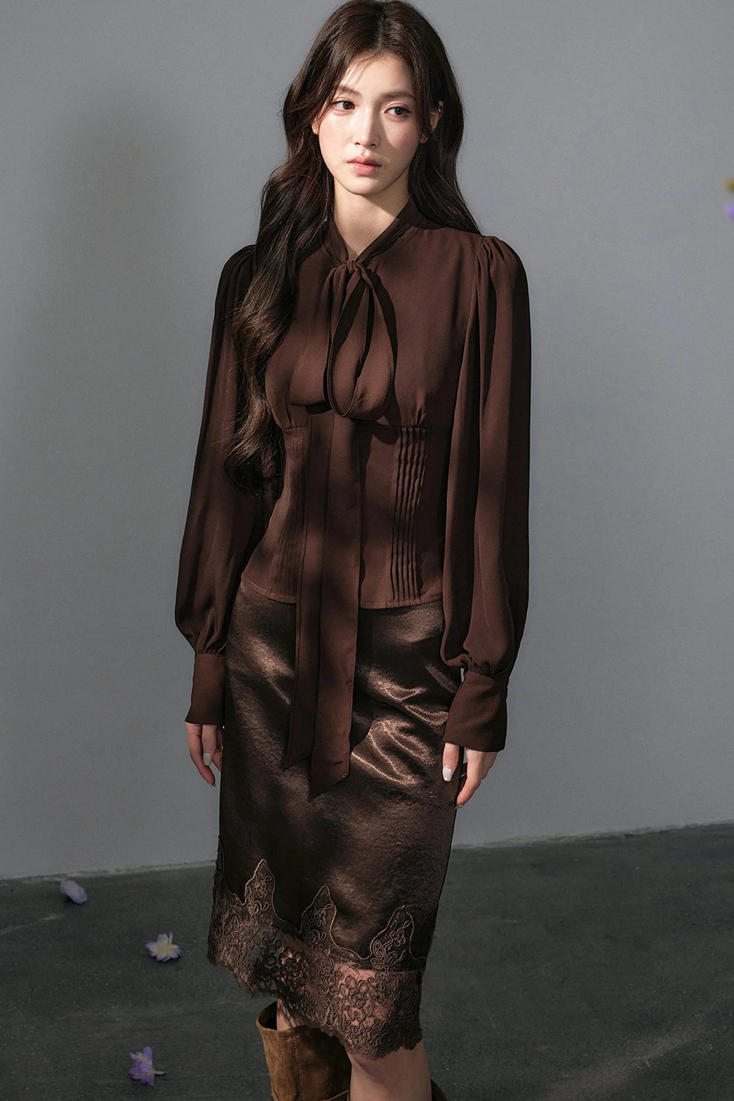 Lustrous Satin Lace Skirt