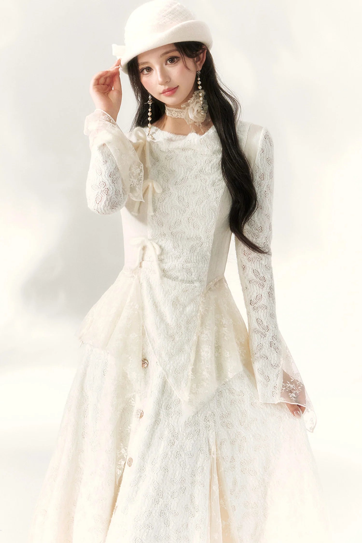 Butterfly Dream Knit Layered-Look and Skirt Set-Up