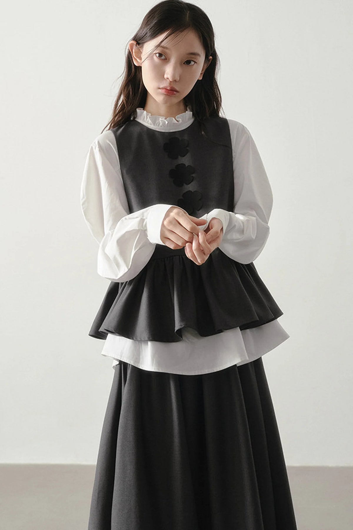 Petal Design Two-Piece Top Skirt Set