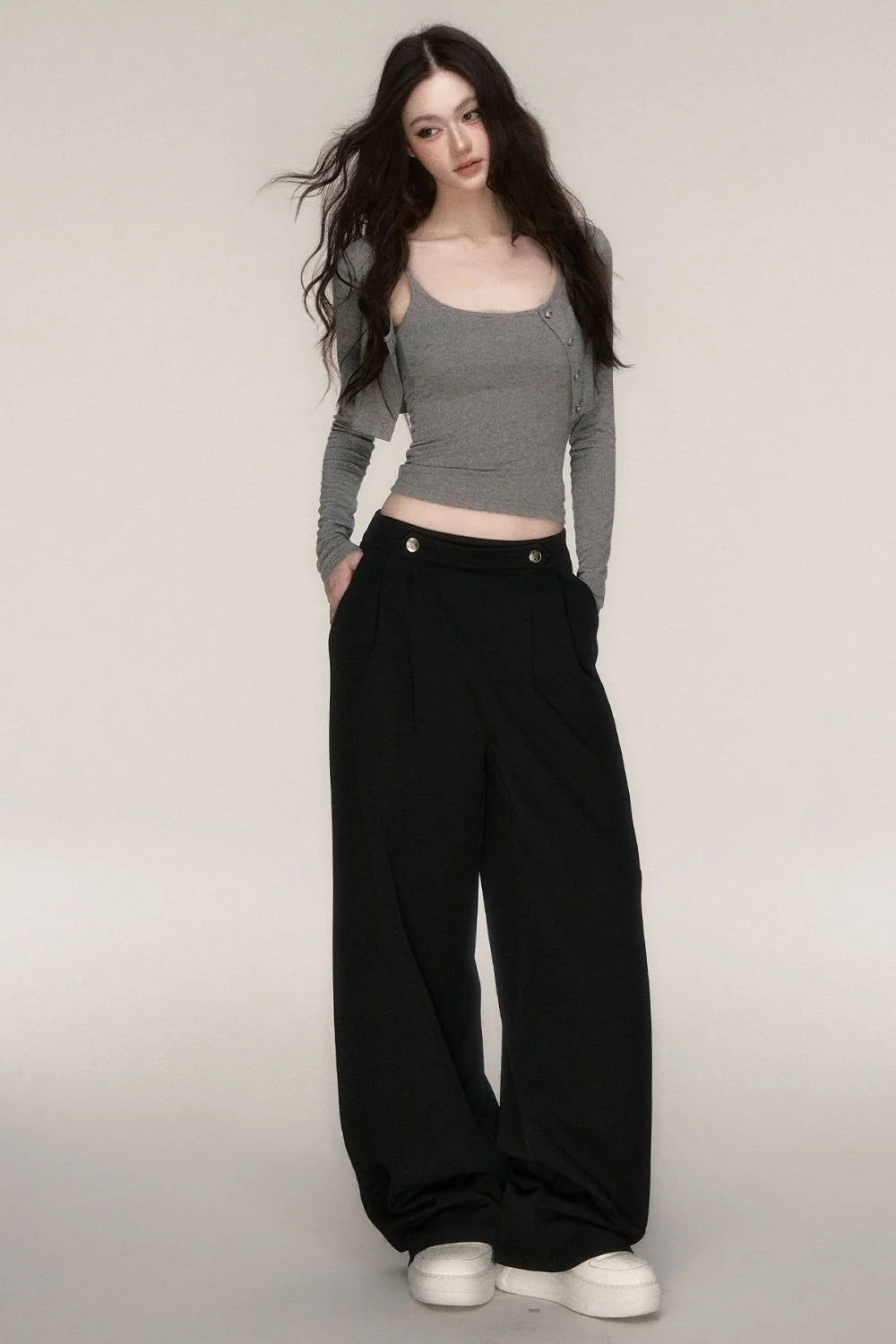 Long-Sleeved Top and Camisole Set