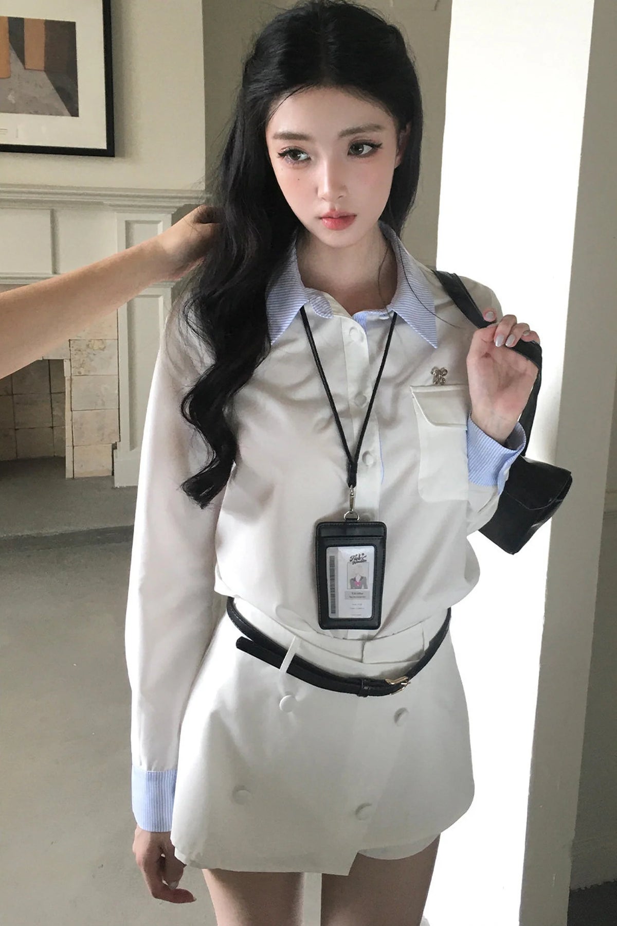 Elegant Shirt and Skirt Two-Piece Set-Up