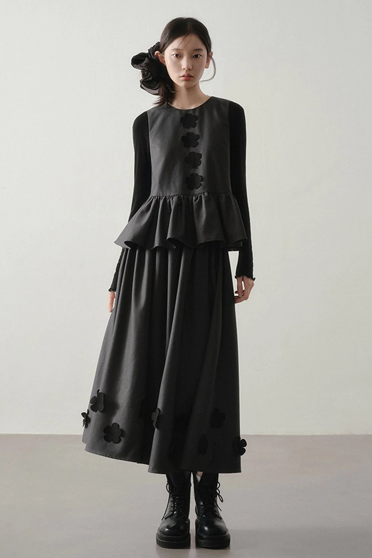 Petal Design Two-Piece Top Skirt Set