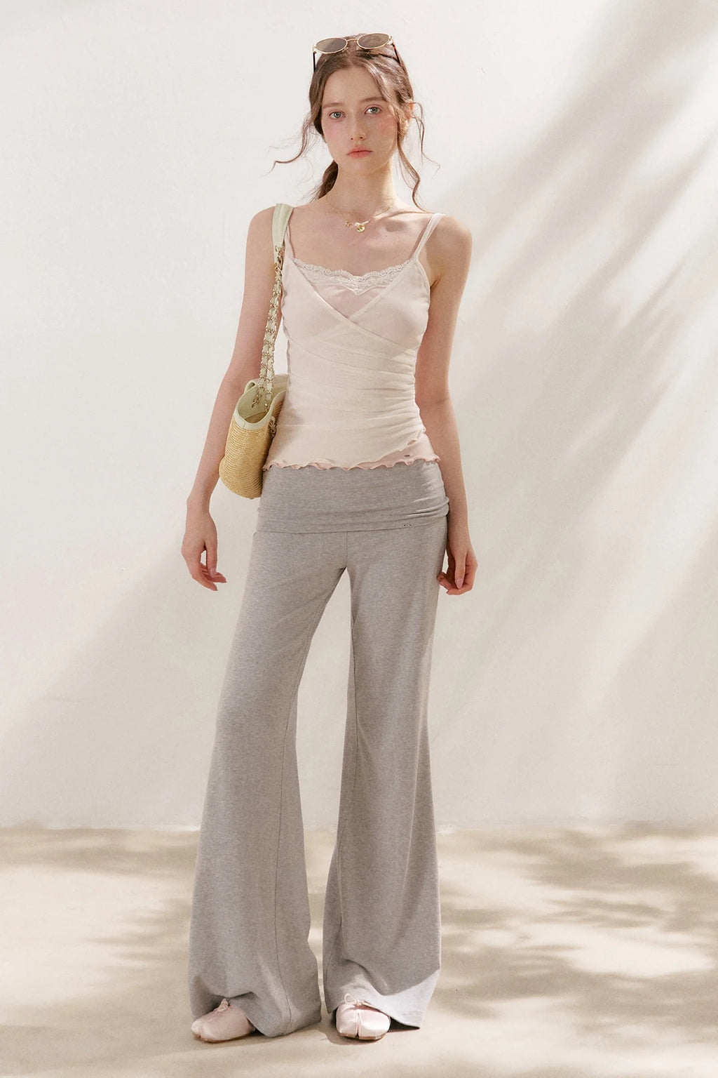 Wide Waist Straight Leg Knit Pants