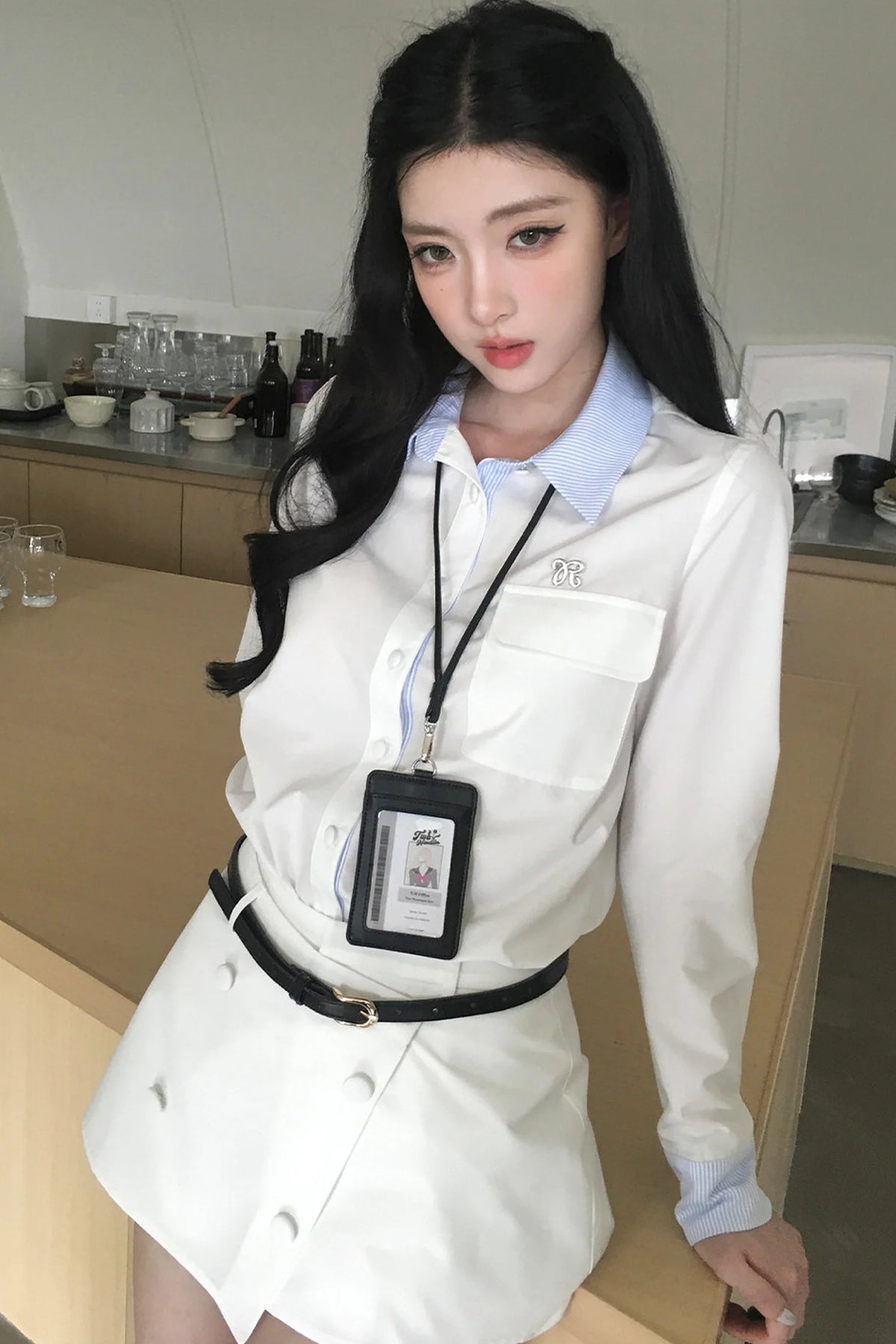 Elegant Shirt and Skirt Two-Piece Set-Up