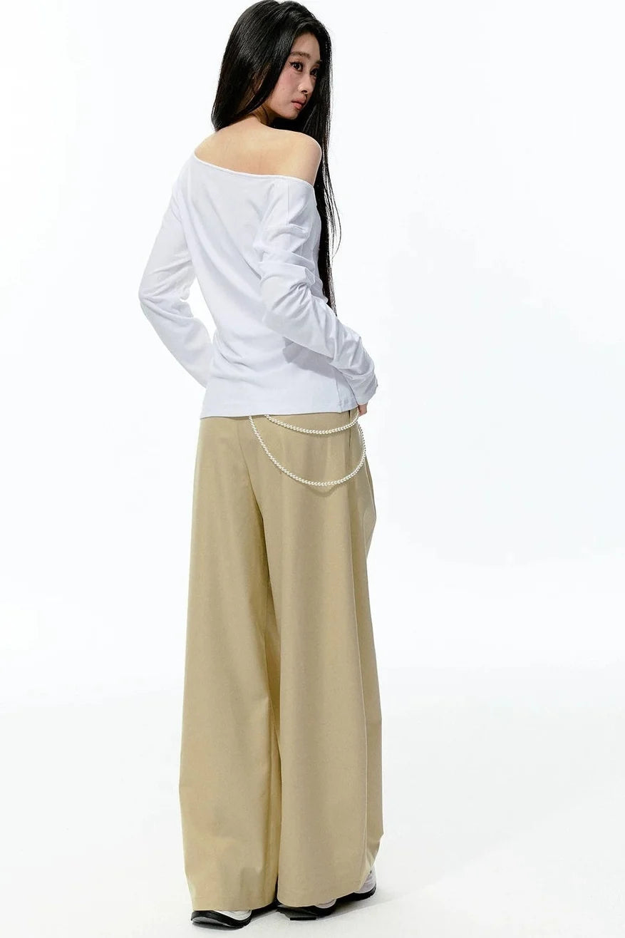 Rhinestone Print Knit Long-Sleeve T-Shirt