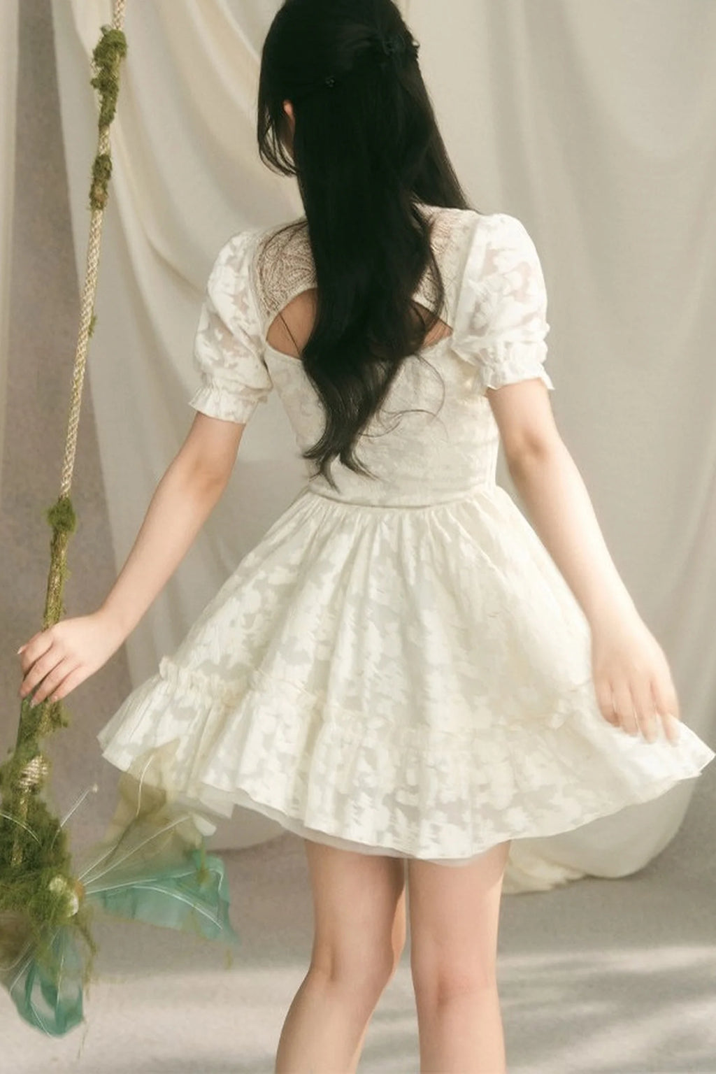Chinese Style Princess Puff Sleeve Dress