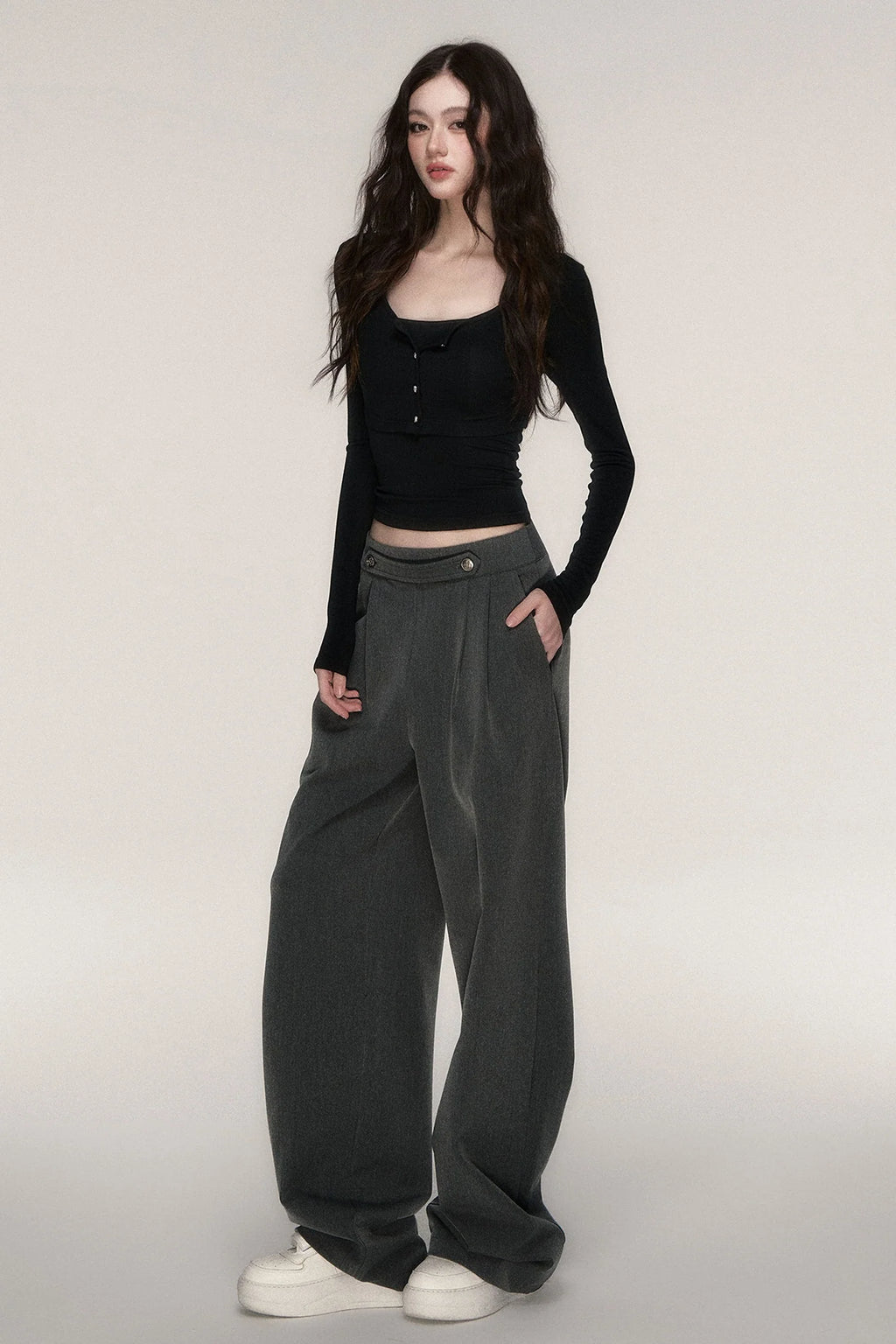 Long-Sleeved Top and Camisole Set