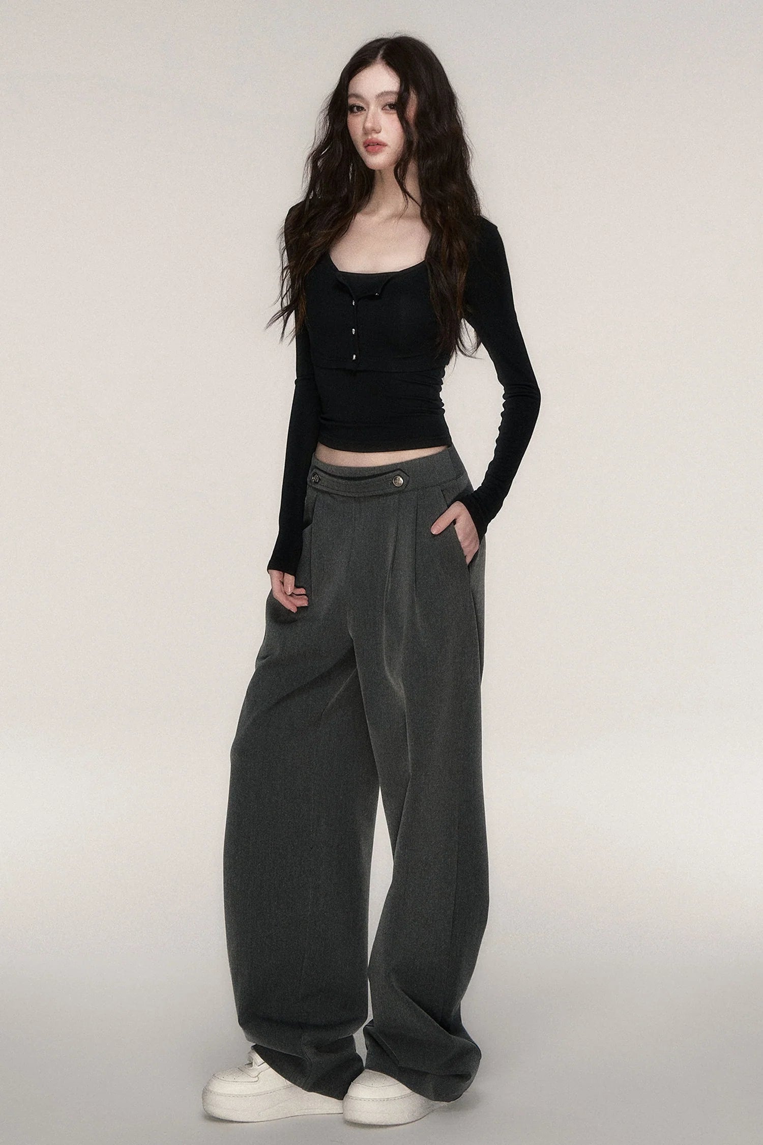 Long-Sleeved Top and Camisole Set
