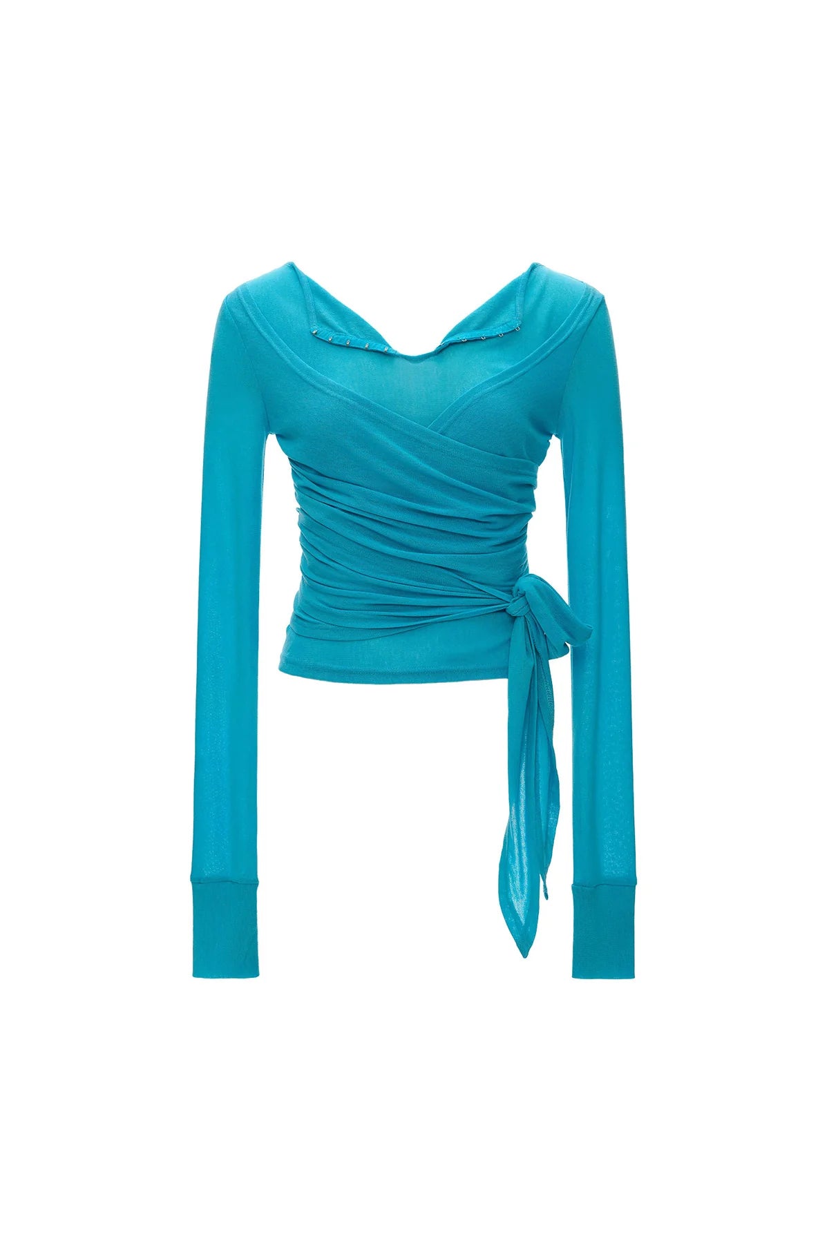 Thin See-Through Cross-Tie Long-Sleeve T-Shirt