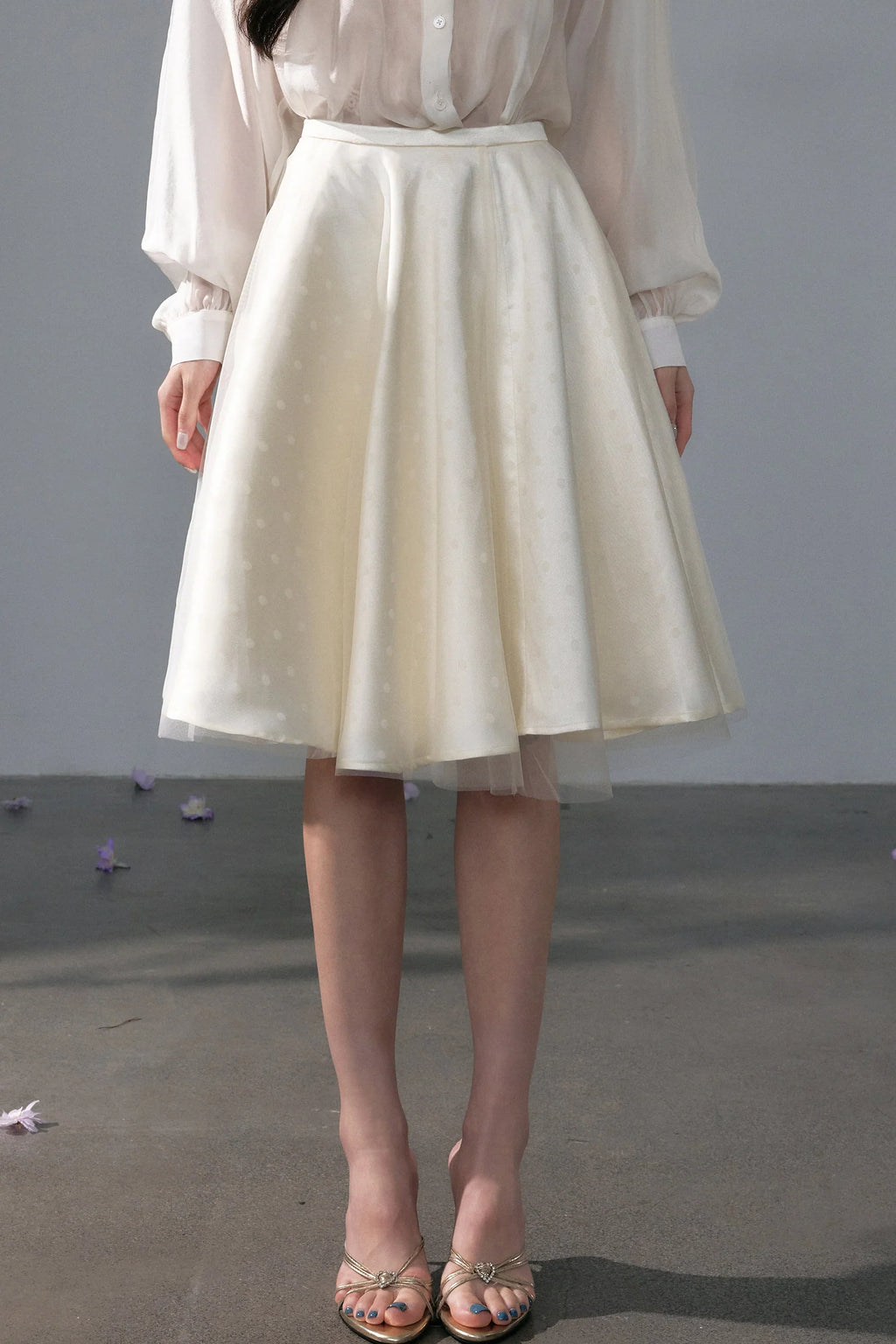 Polka Dot Satin Sun Swing Skirt
