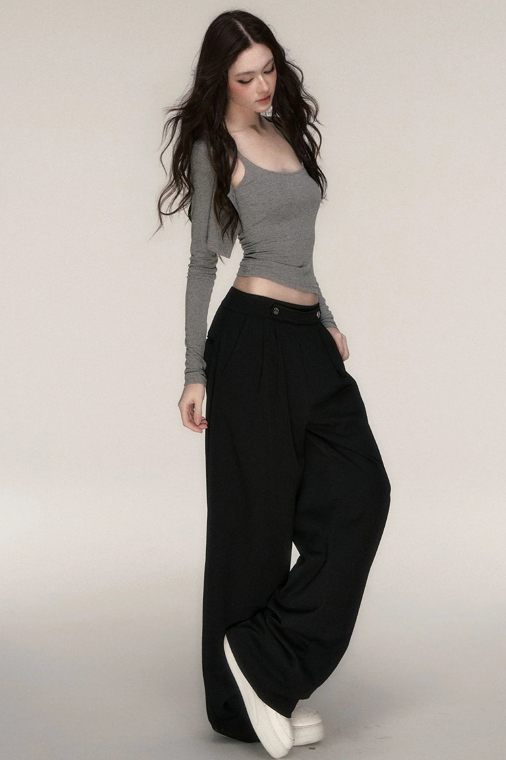 Long-Sleeved Top and Camisole Set