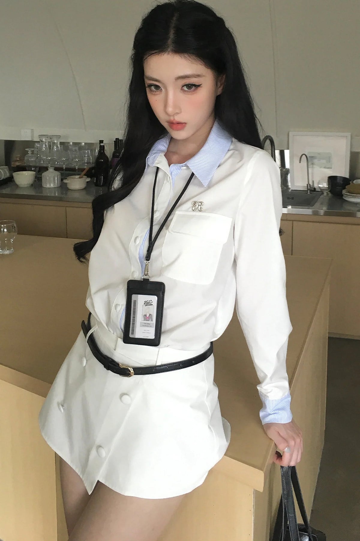 Elegant Shirt and Skirt Two-Piece Set-Up